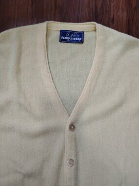 Vintage Arnold Palmer Robert Bruce Wool Cardigan Sweater Yellow
